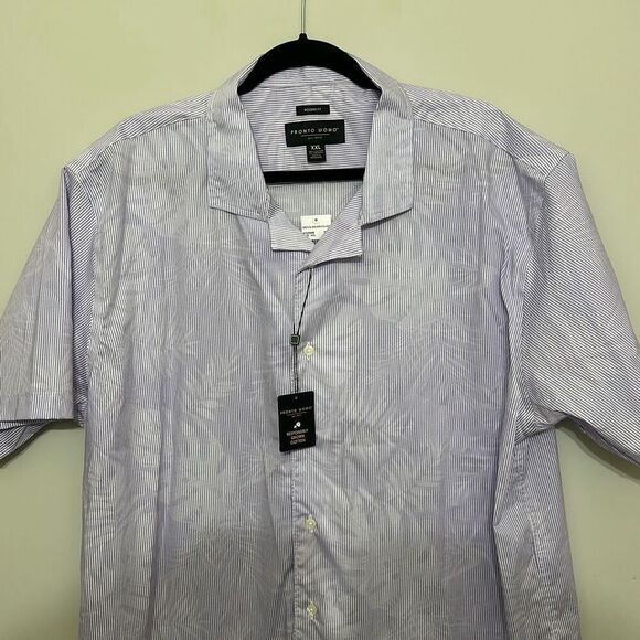 NWT Pronto Uomo Purple Floral Pinstripe Modern Fit‎ Button Up Shirt XXL - Picture 2 of 7